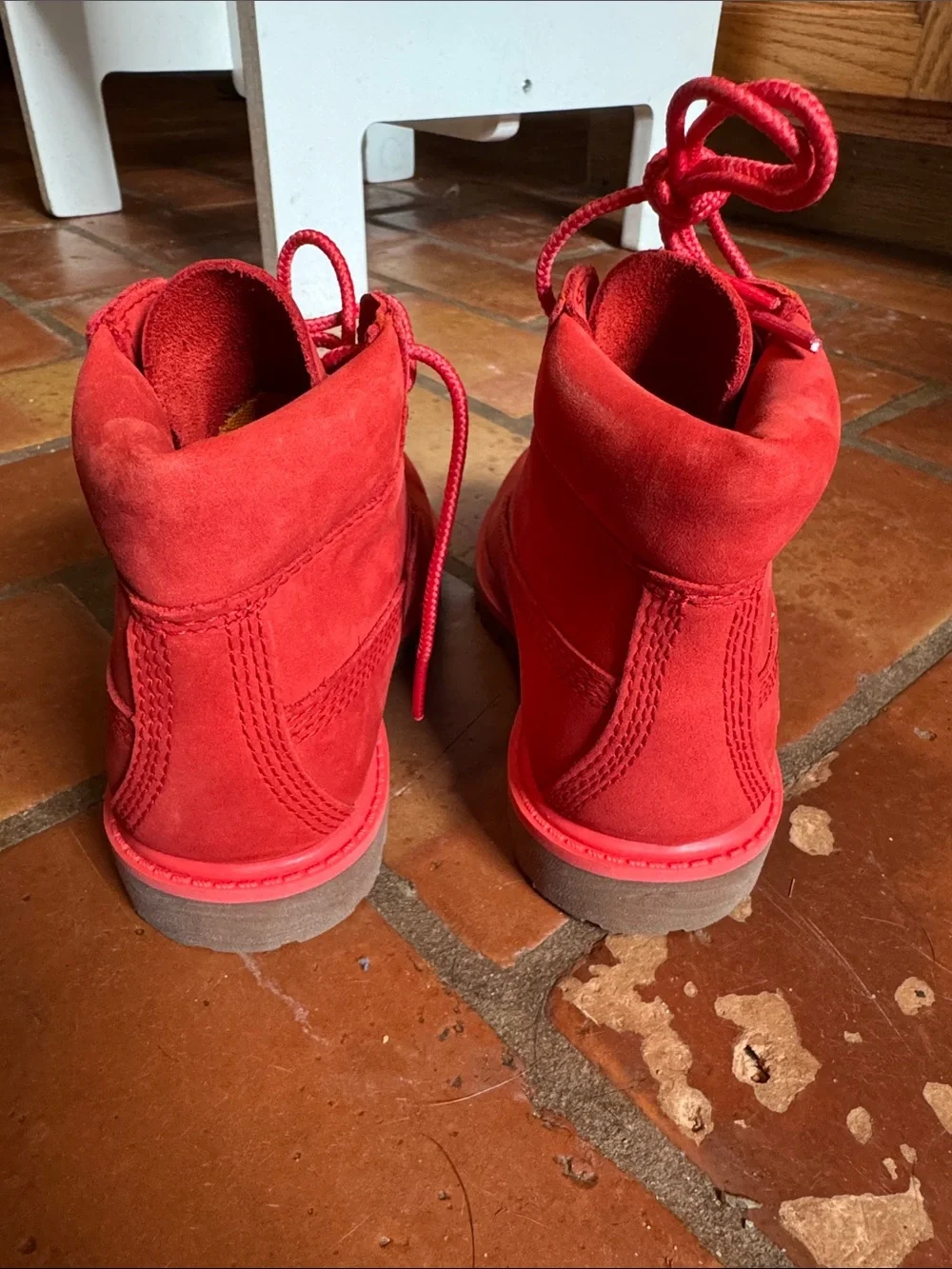 Timberland Kids Red Nubuck Lace-Up Boots